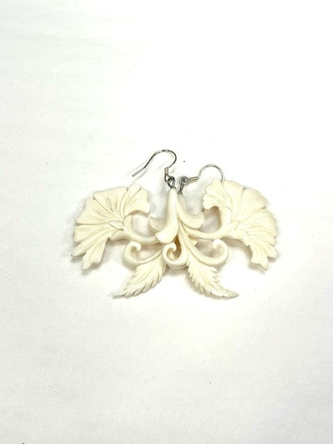 Boucles d'oreilles en os Paudha RI27 - Rouge Import