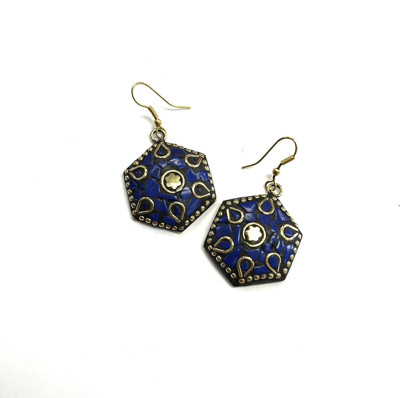 Boucles d'oreilles Saanp RI25 - Bleu - Or - Rouge Import