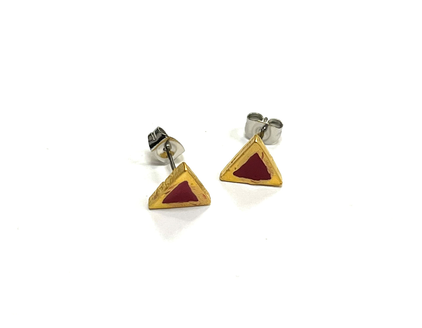 Boucles à l'oreille Triangle Naturel - Rouge Bijoux