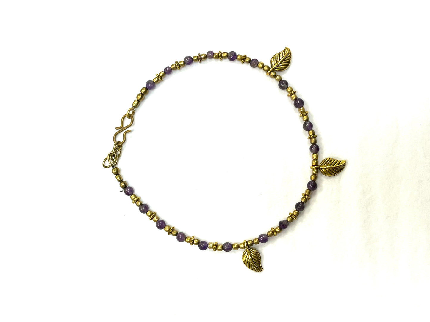 RI33 Ankle Bracelet - Purple Gold Leaf - Red Import