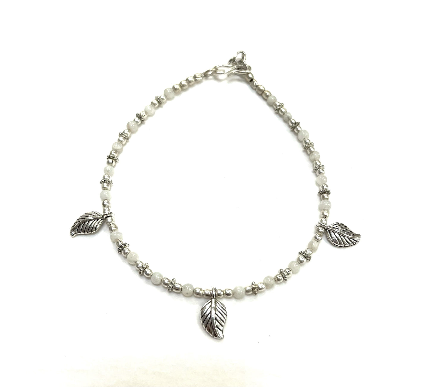 Bracelet de cheville RI38 - Feuille d'argent quartz - Rouge Import