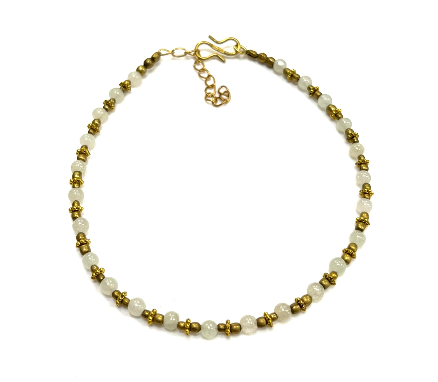 RI39 Ankle Bracelet - Gold and White Quartz - Red Import