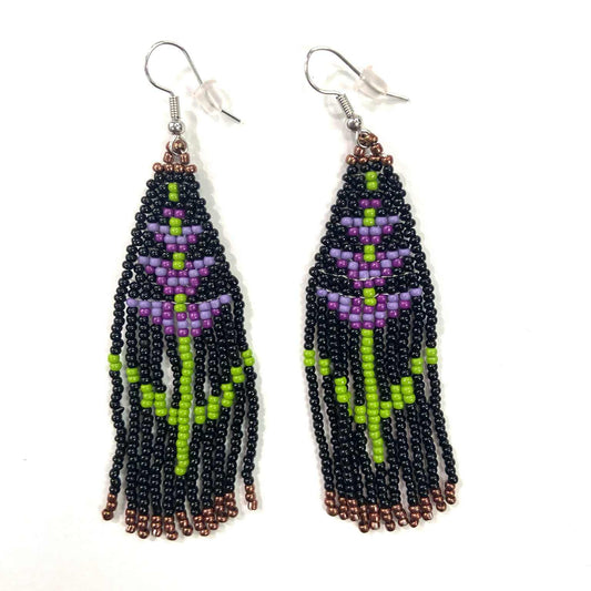 Boucles d'oreilles - Perlage - Lavande - Rouge Inox