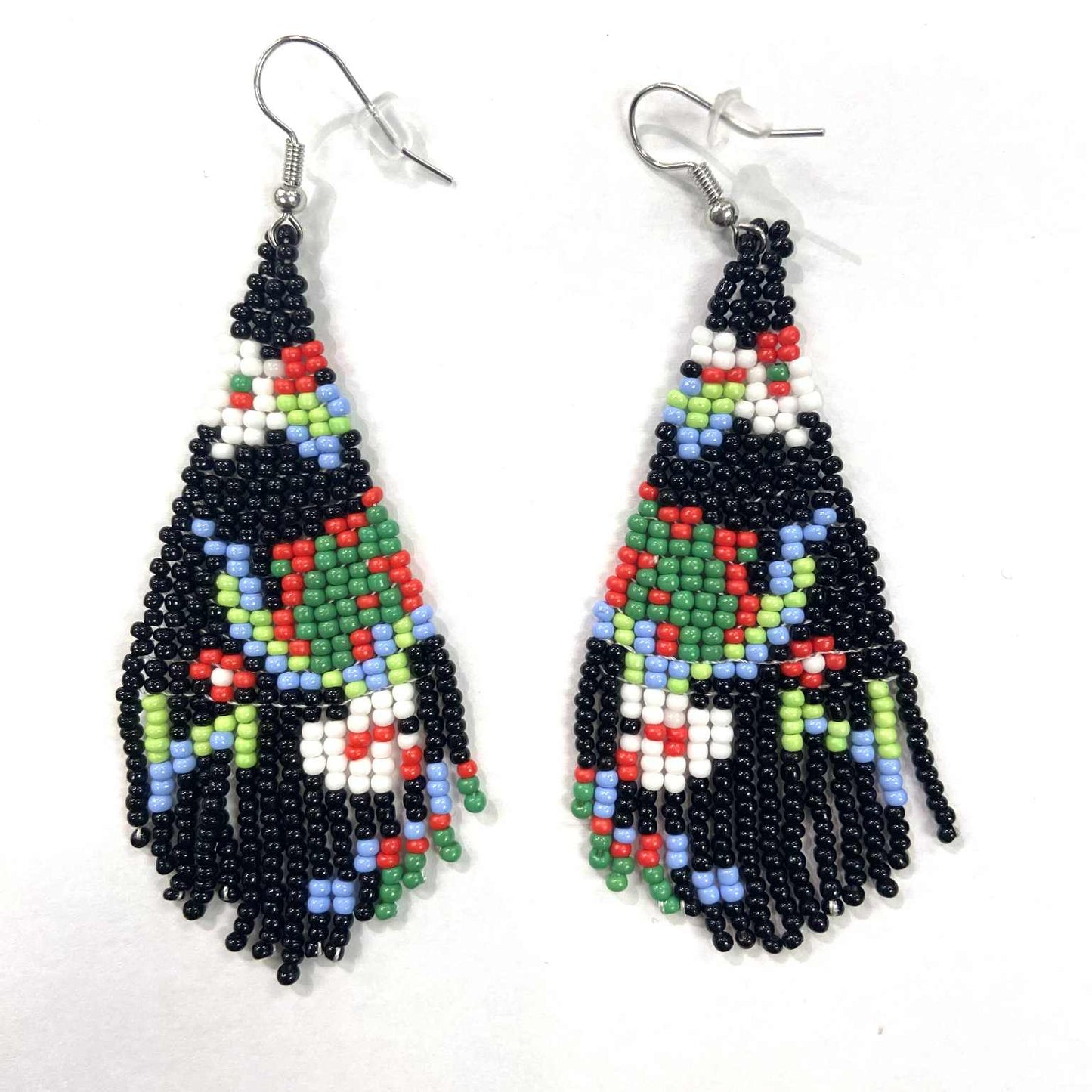 Boucles d'oreilles - Perlage - Fleurs abstraites - 2 couleurs offertes - Rouge Inox