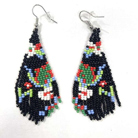 Boucles d'oreilles - Perlage - Fleurs abstraites - 2 couleurs offertes - Rouge Inox