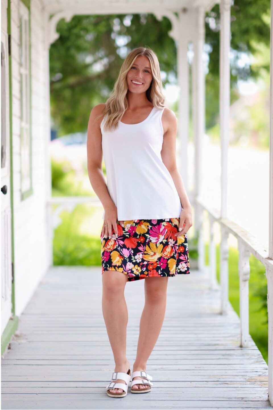 Red-orange cocktail thigh-high skirt