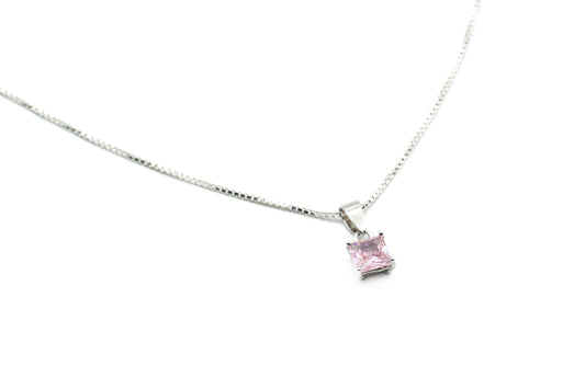 Collier - Carré 5mm -  Rose - Rouge Argent 9.25