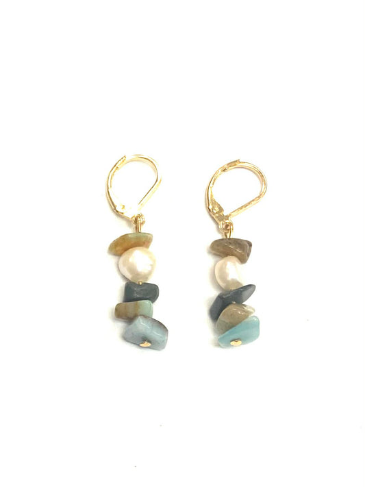 Boucles d'oreilles pierres - Amazonite - (2 Variantes) - Rouge Bijoux