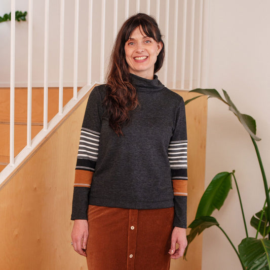 Chandail chicouté Charbon et cognac