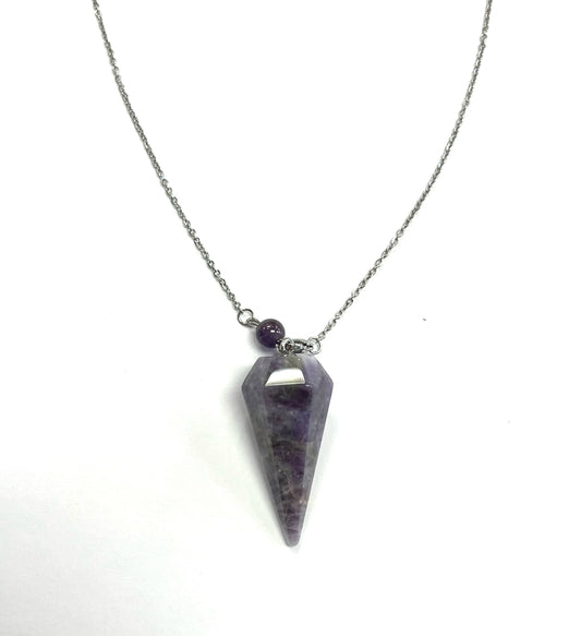 Collier Améthyste - Rouge Inox