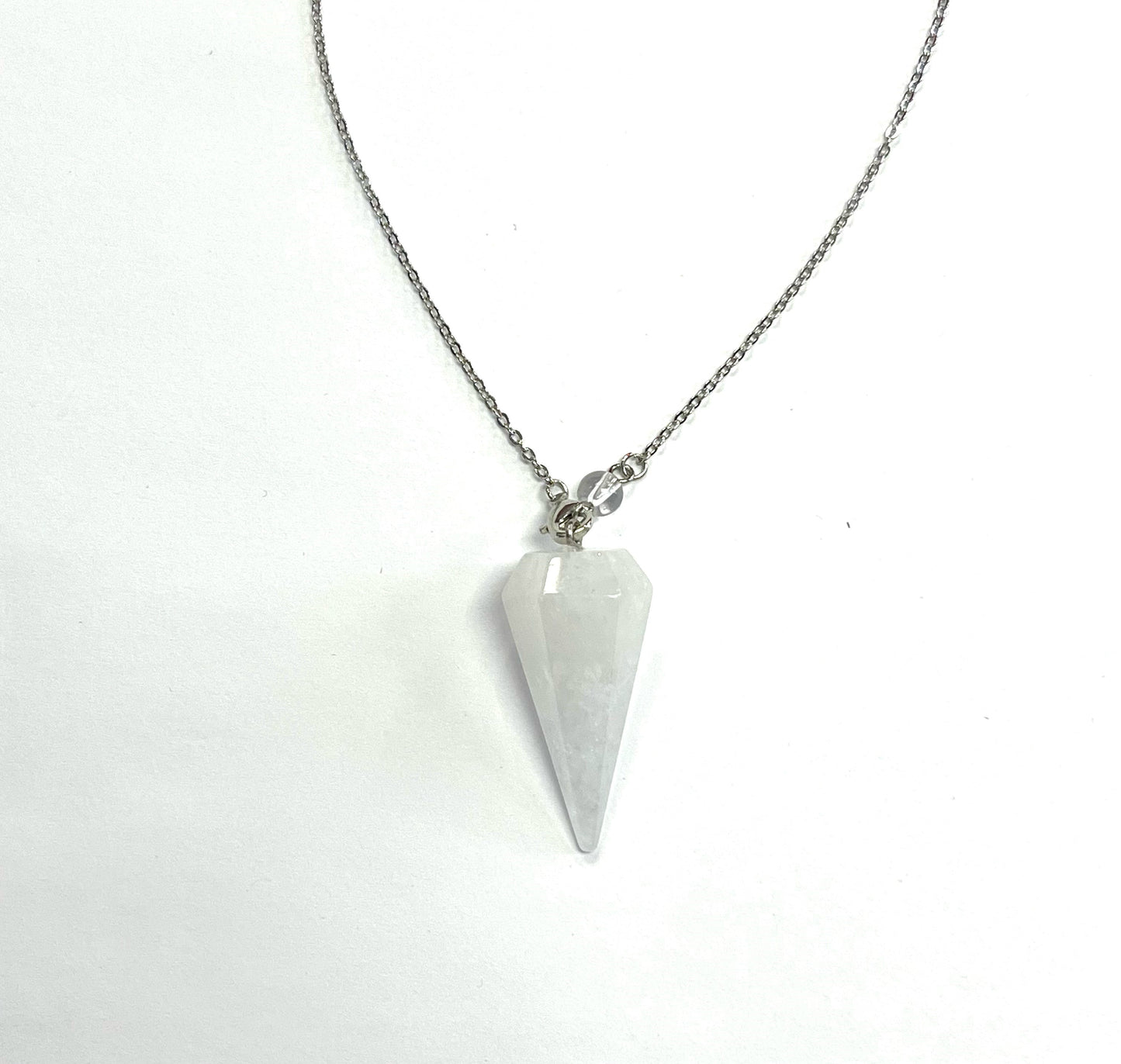 White Quartz Necklace - Red Stainless Steel