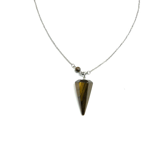 Collier oeil-de-tigre - Rouge Inox