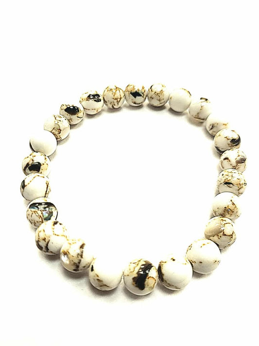 Bracelet -coquillage - conque - blanc avec ligne or - Rouge Bijoux