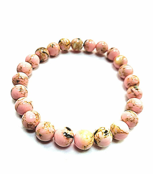 Bracelet -coquillage - conque - rose avec ligne or - Rouge Bijoux