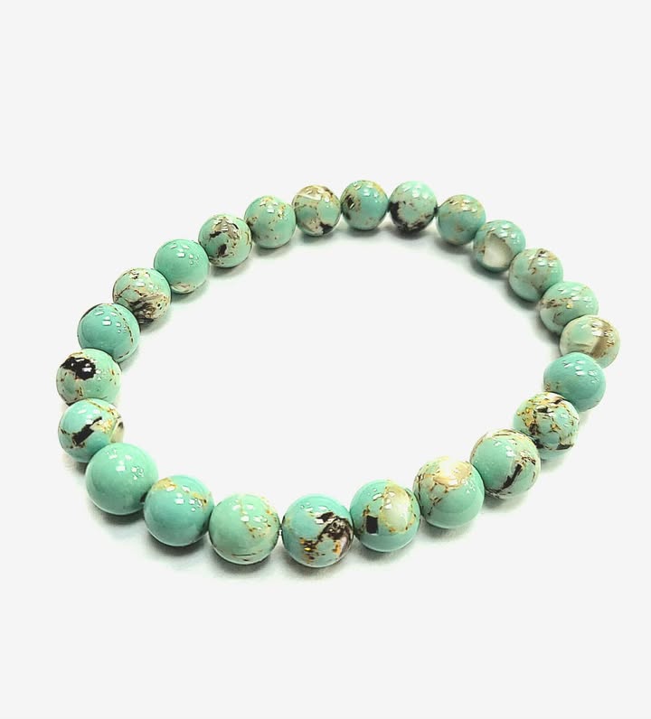 Bracelet -coquillage - conque - turquoise avec ligne or - Rouge Bijoux