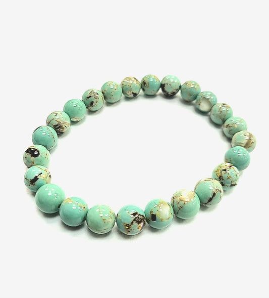 Bracelet -coquillage - conque - turquoise avec ligne or - Rouge Bijoux