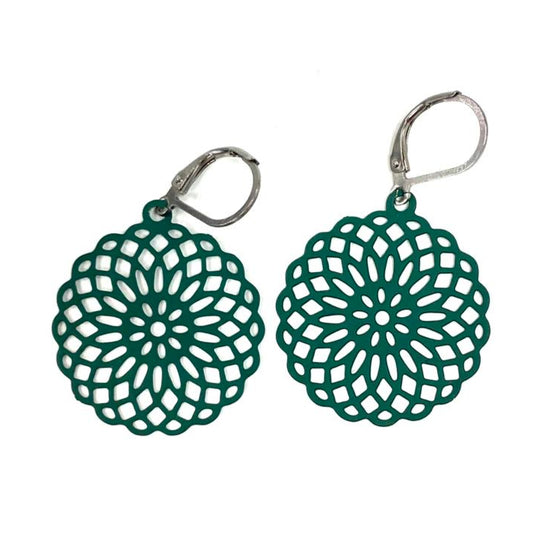 Boucles d'oreilles - Mandala - Rouge Inox - 2 couleurs différentes