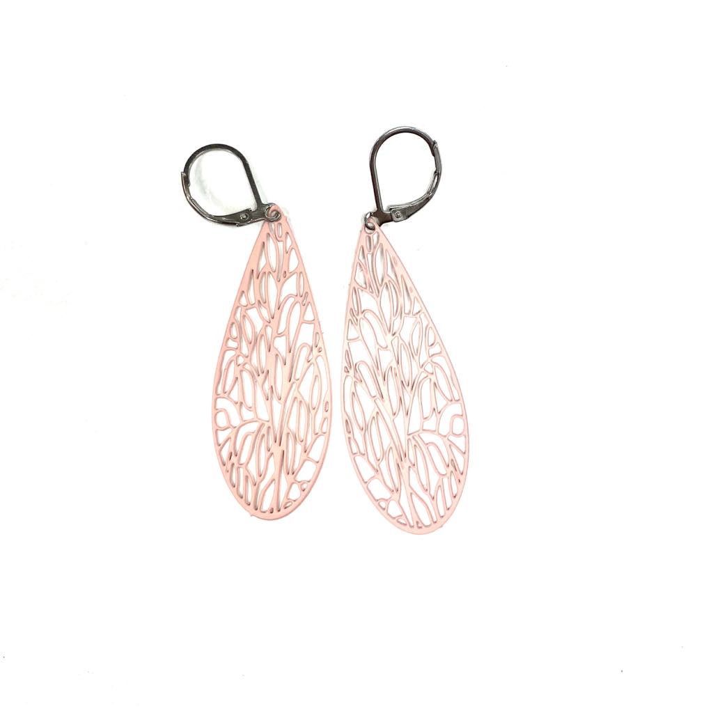 Boucles d'oreilles - Goutte organique - Rouge Inox - 5 couleurs différentes