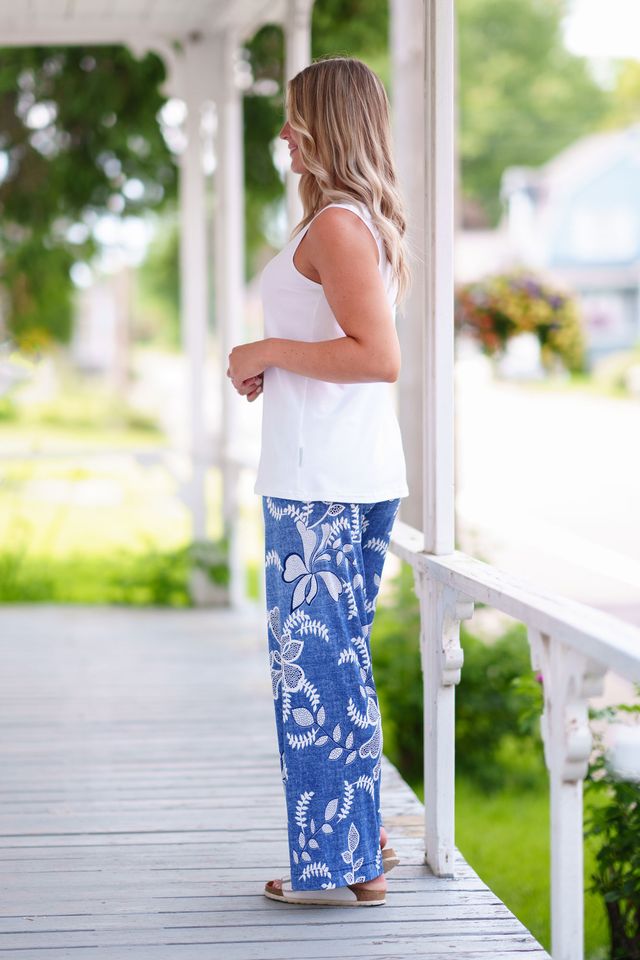 Palazo coco Bleu denim et blanc