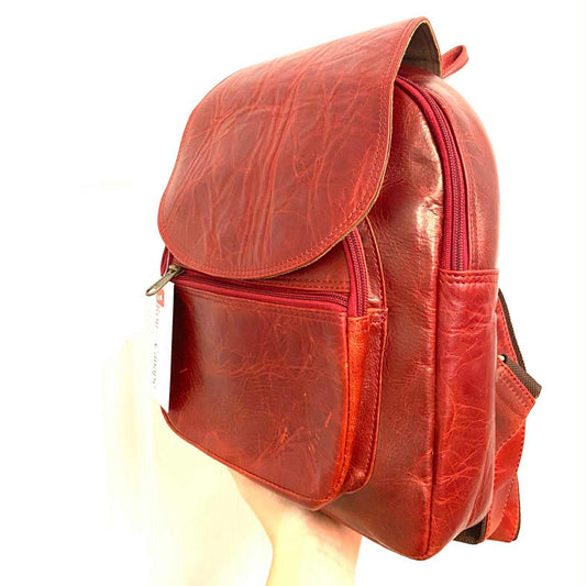 Sac à dos tout cuir rouge - Rouge Import