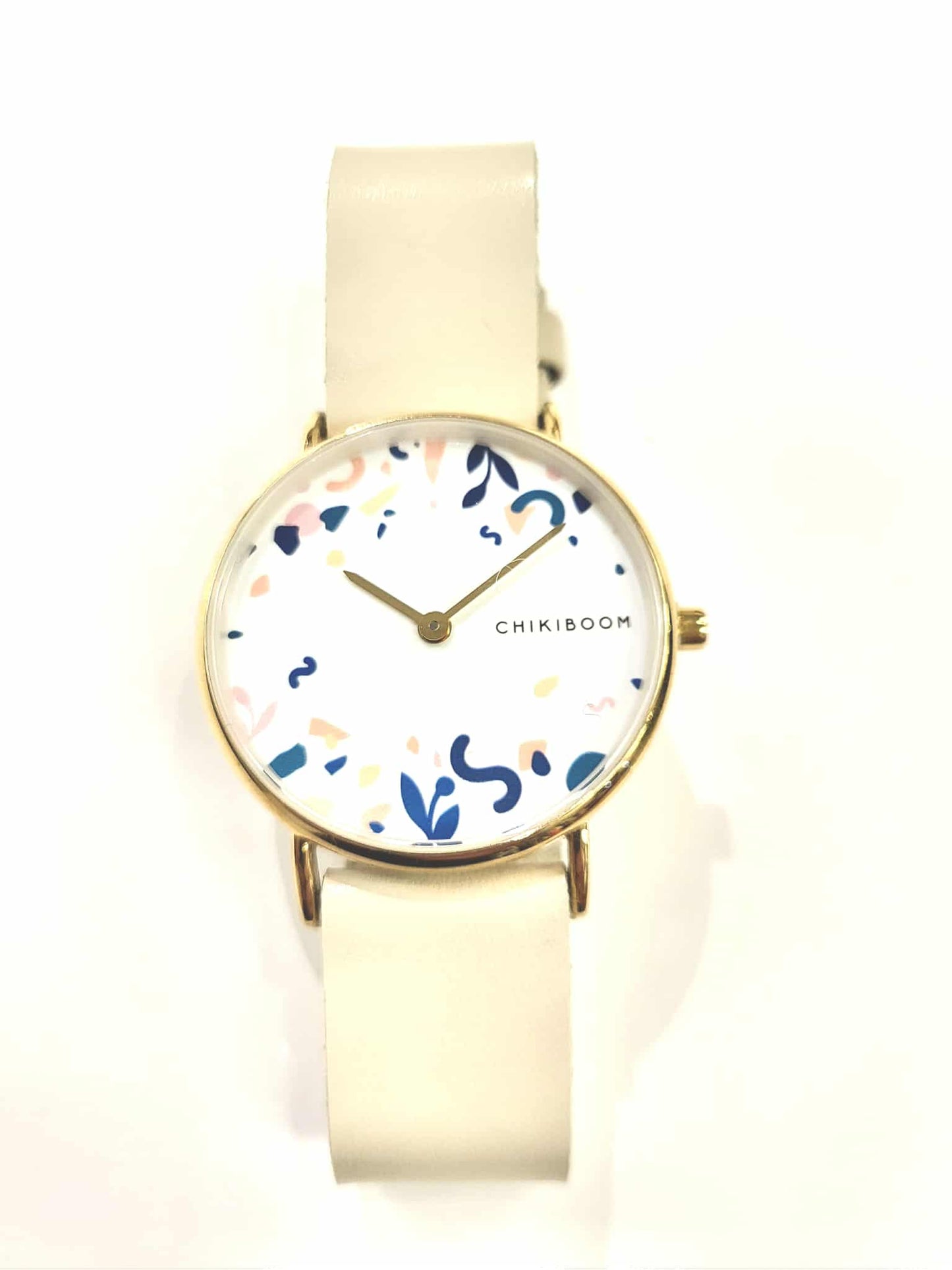 Montre cadran festif - bracelet beige