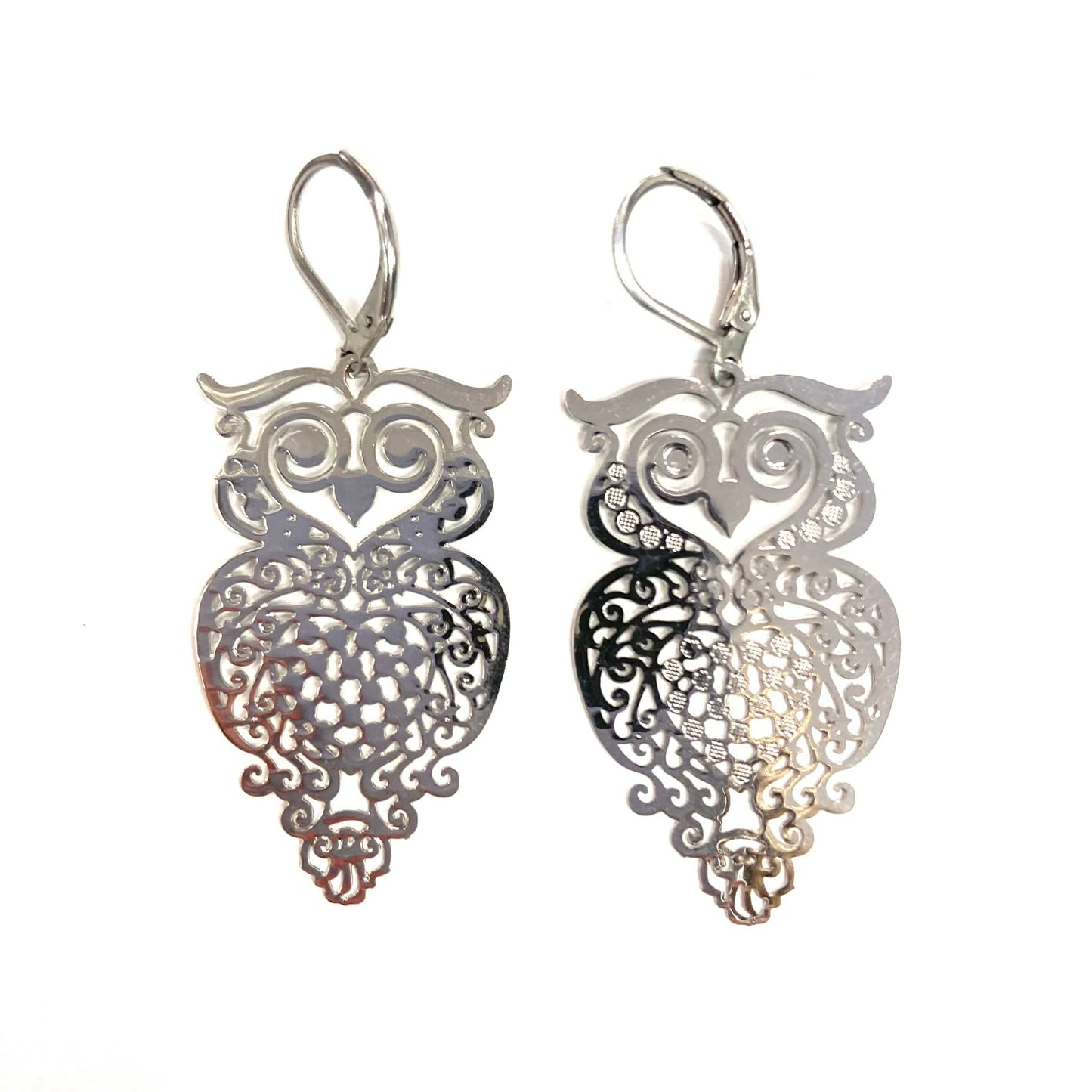 Owl Earrings - Red Stainless Steel