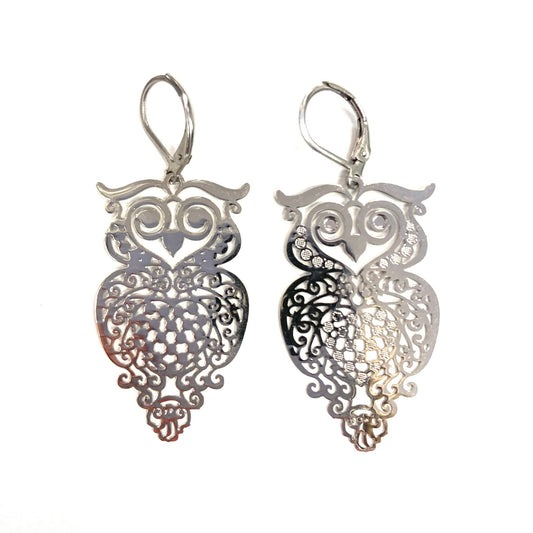 Owl Earrings - Red Stainless Steel