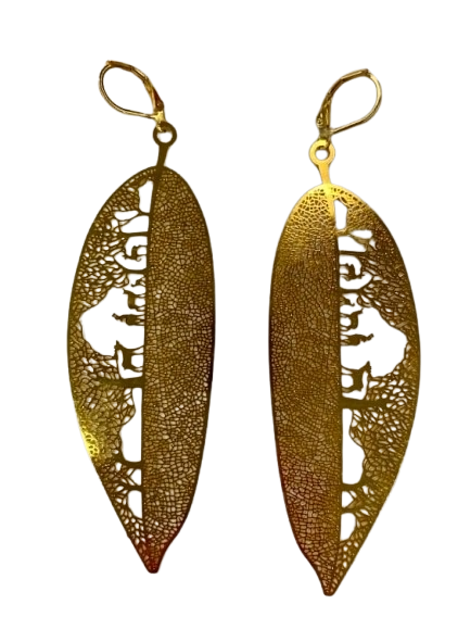 Boucles d'oreilles - Feuille or biodiversité