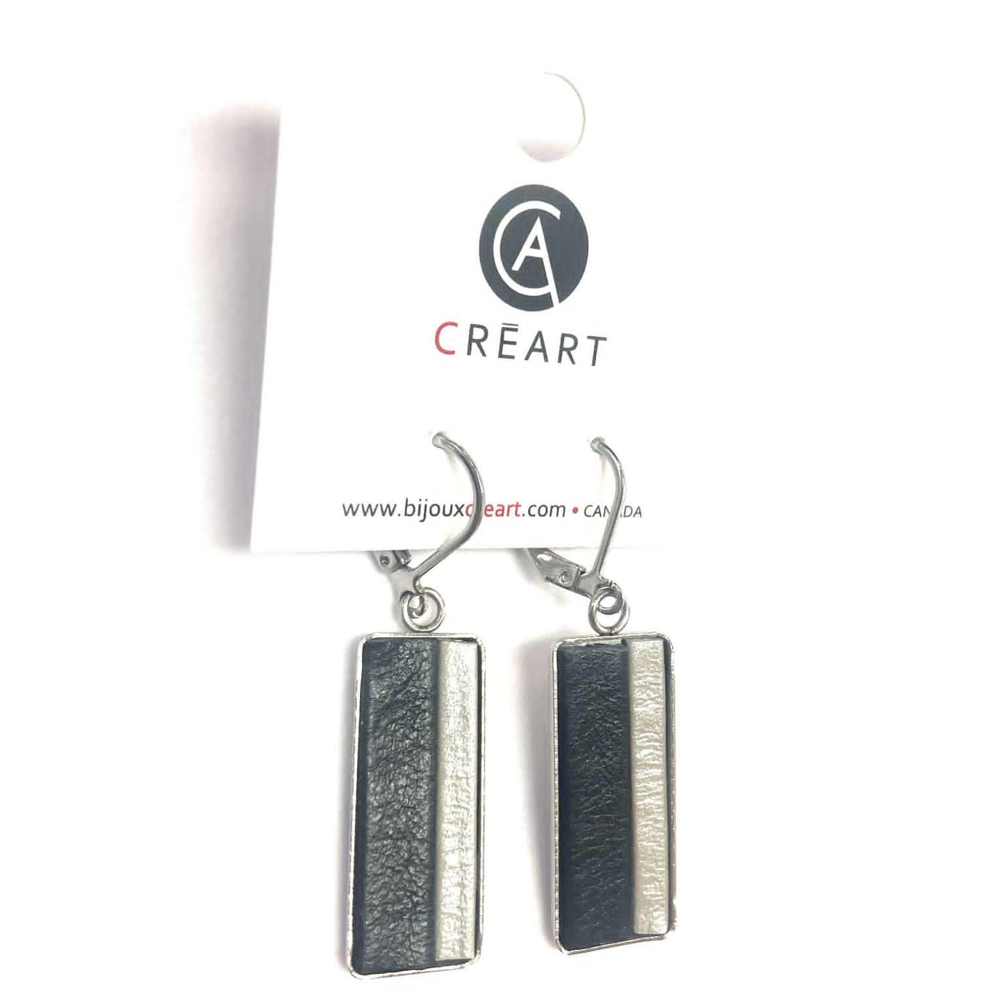 Boucles d’oreille suspendus Rustique-chic rectangle - 3 couleurs offertes - Créart