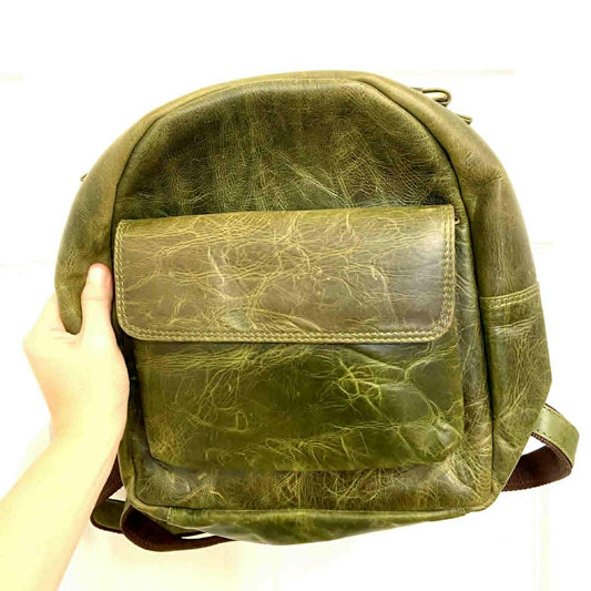 Sac à dos tout cuir vert - Rouge Import