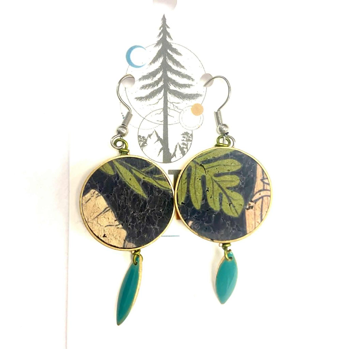 Boucles d'oreilles - Cercle - Liège fleurs de l'ombre - Création Fish