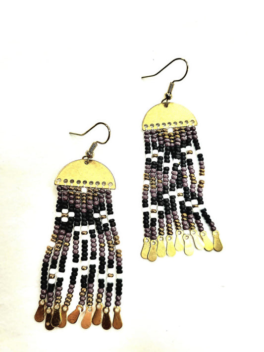 Boucle d'oreille pendante billes - rouge inox