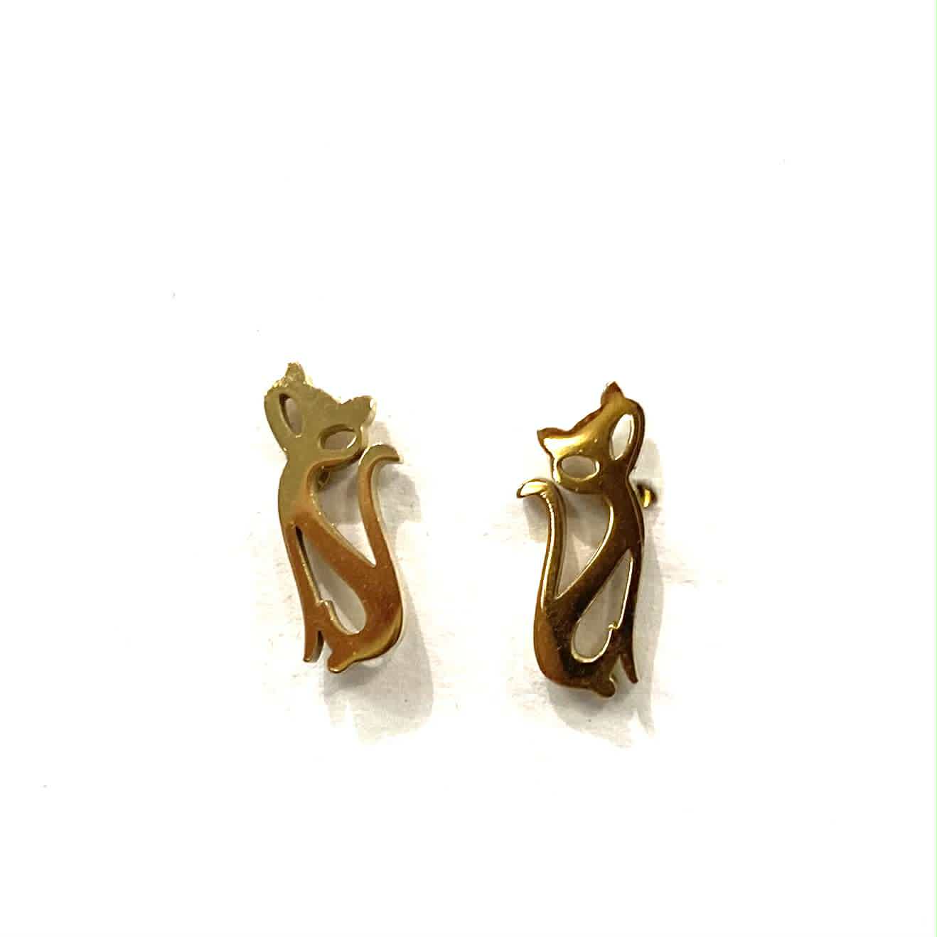 Boucle d'oreille chat or - Rouge inox