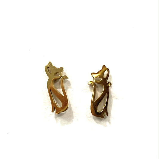 Boucle d'oreille chat or - Rouge inox