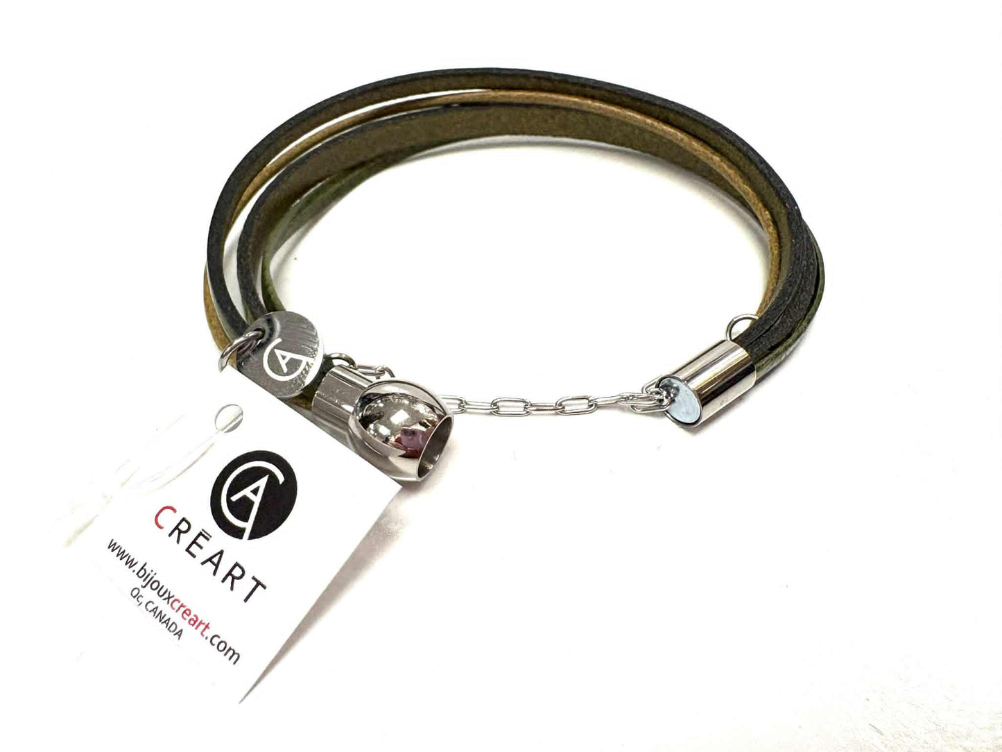 Bracelet zip mandala vert - Créart