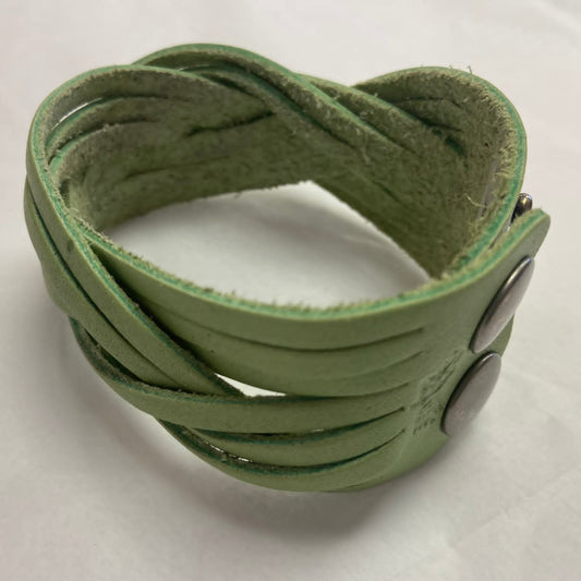 Bracelet cuir tressé multi vert pâle moyen