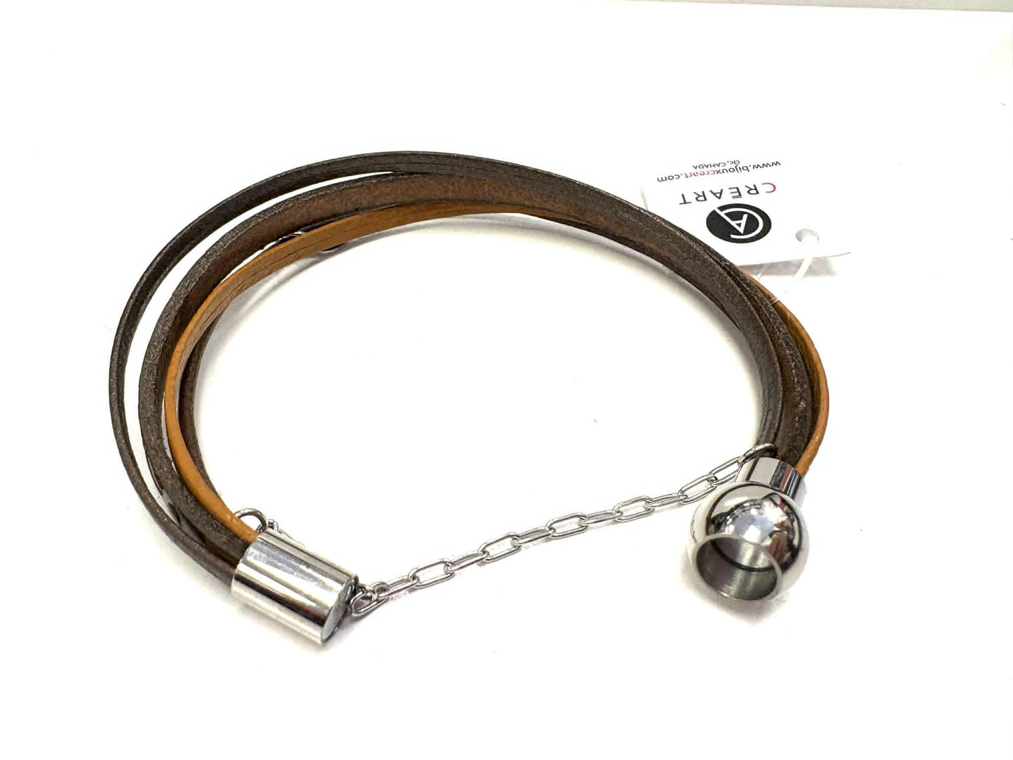 Brown mandala zip bracelet - Créart