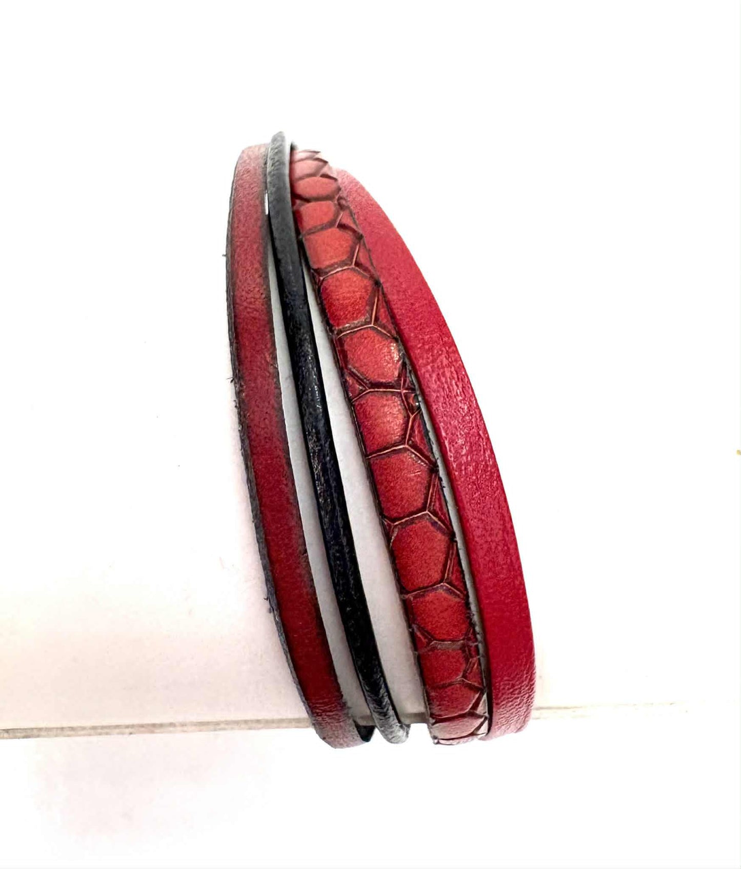 Bracelet zip crocodile rouge - Créart