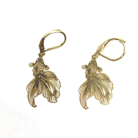 Boucles d'oreilles - Poisson koi or - Rouge Inox