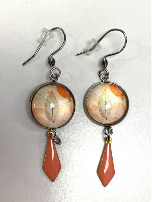 Boucle d'oreille - Ima - Feuille Corail