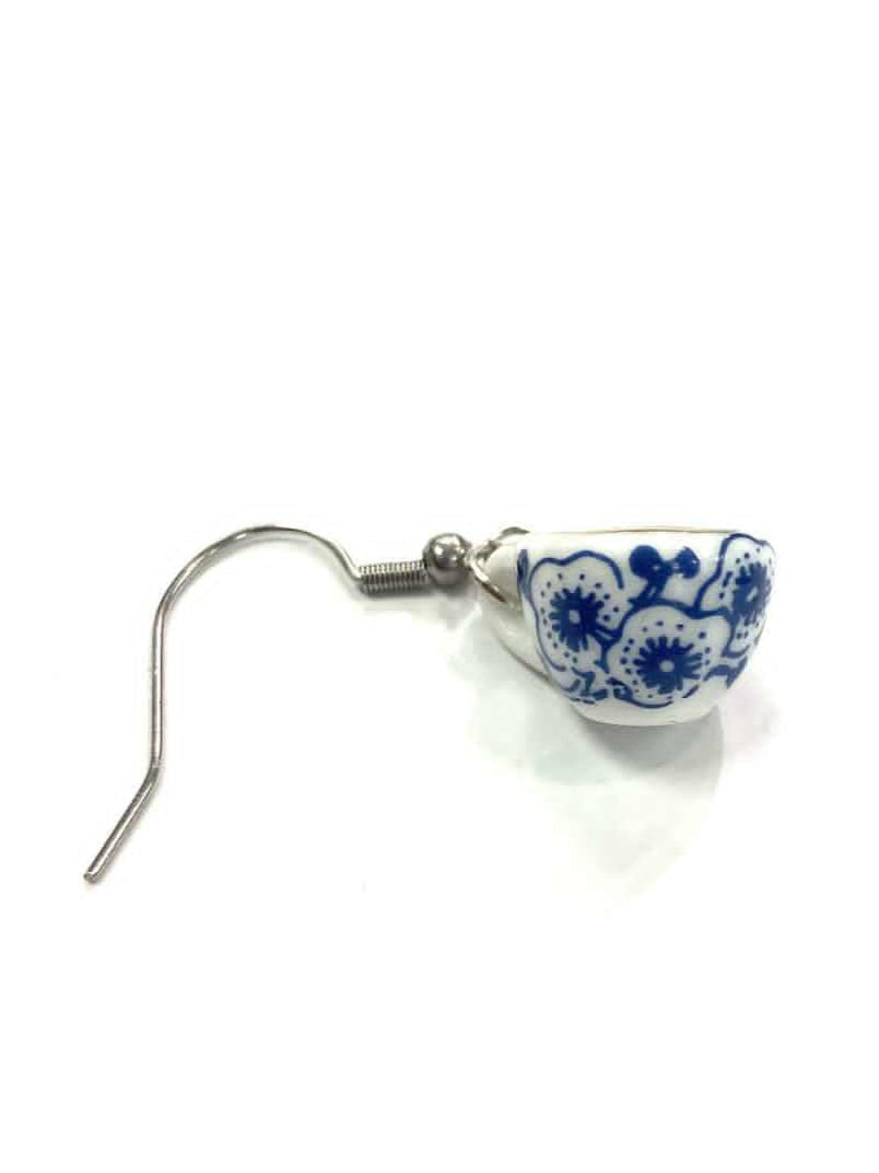 Boucles d'oreilles - Tasse Fleurs bleues -  Création Fish