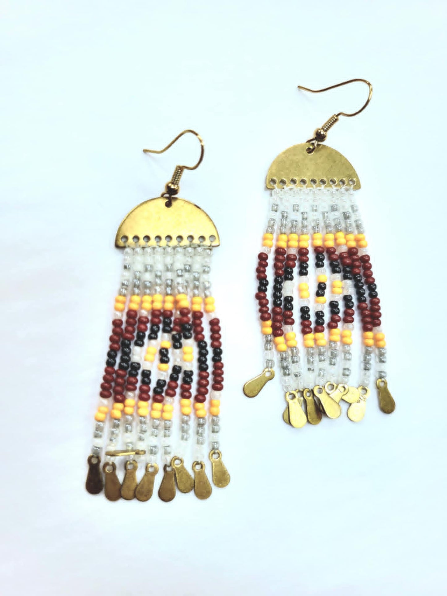 Boucle d'oreille pendante billes - rouge inox