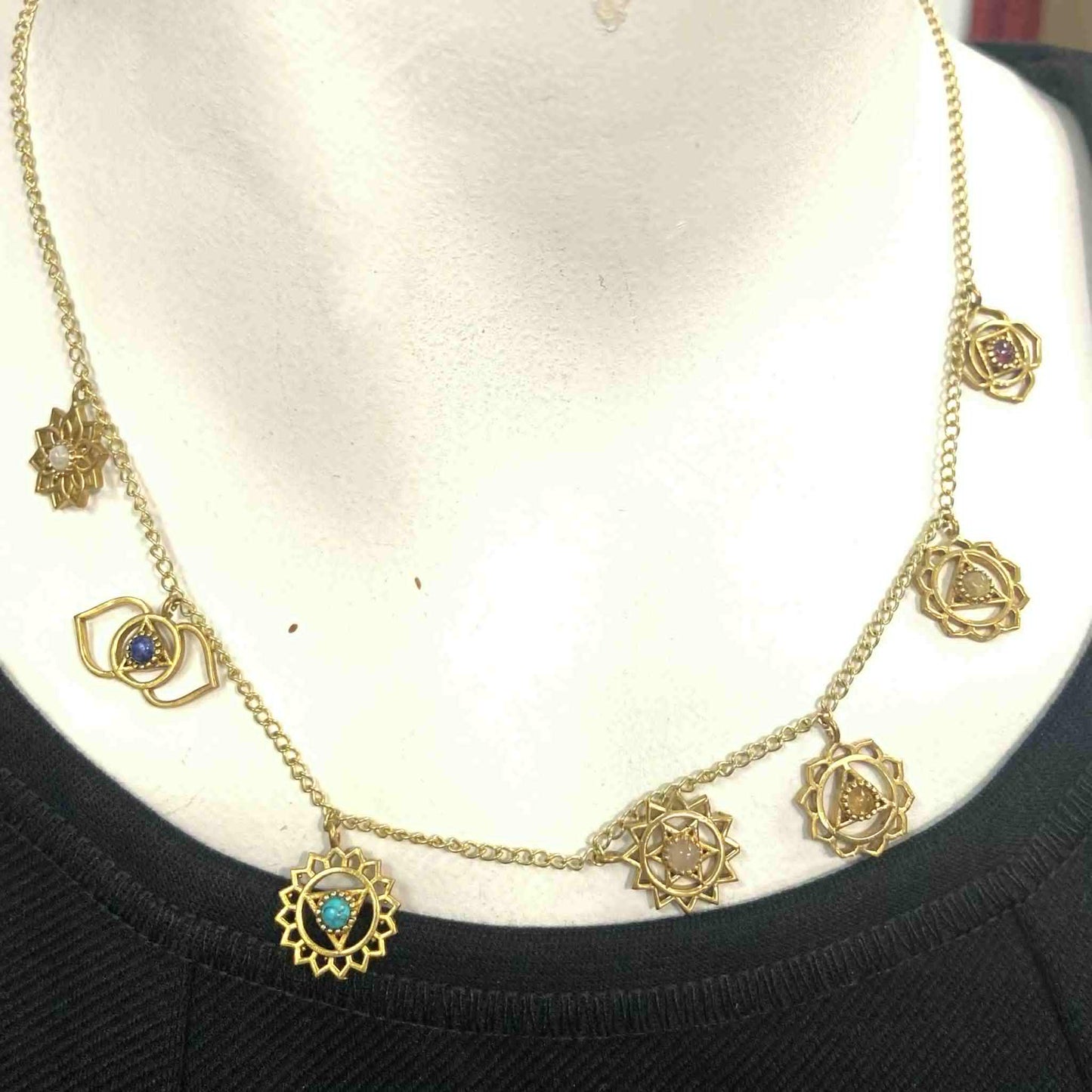 Collier Chakra - Pierres- Or - Rouge Import