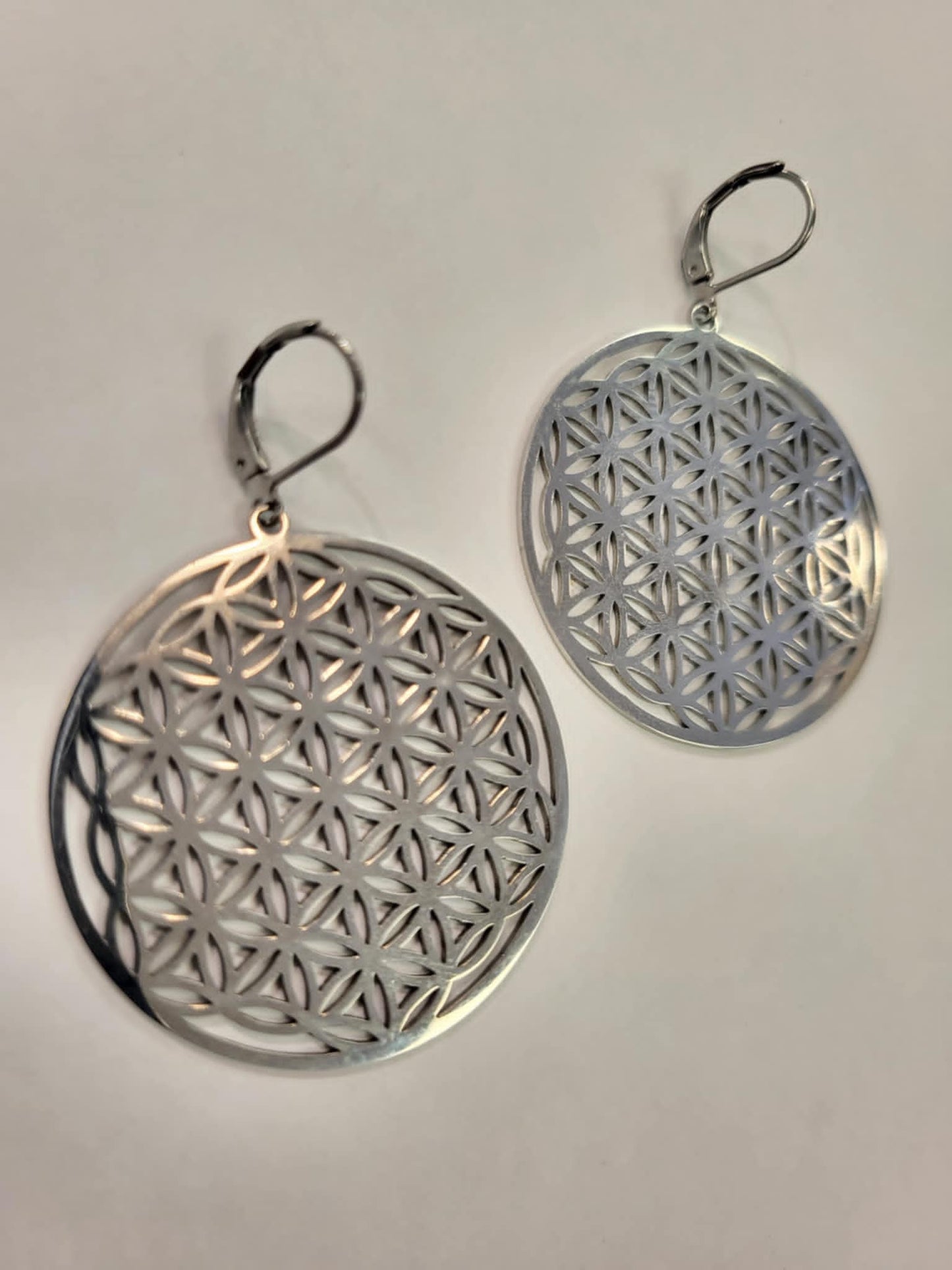 Boucles d'oreilles - Rond avec géométrie argent