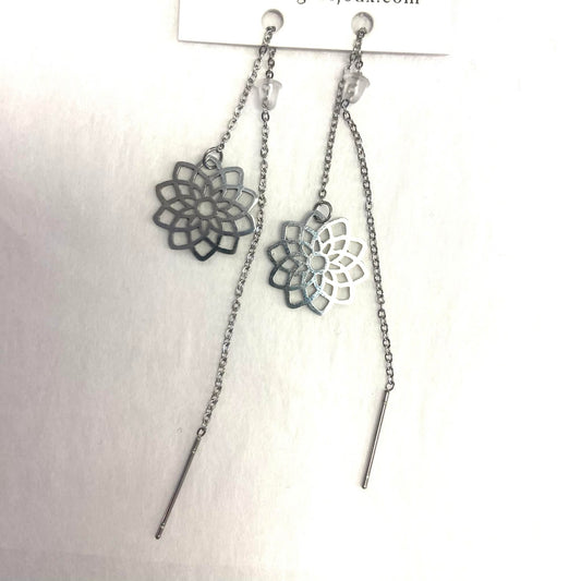 BO fleur mandala simple longue sur chaine - 2 variantes - Rouge inox