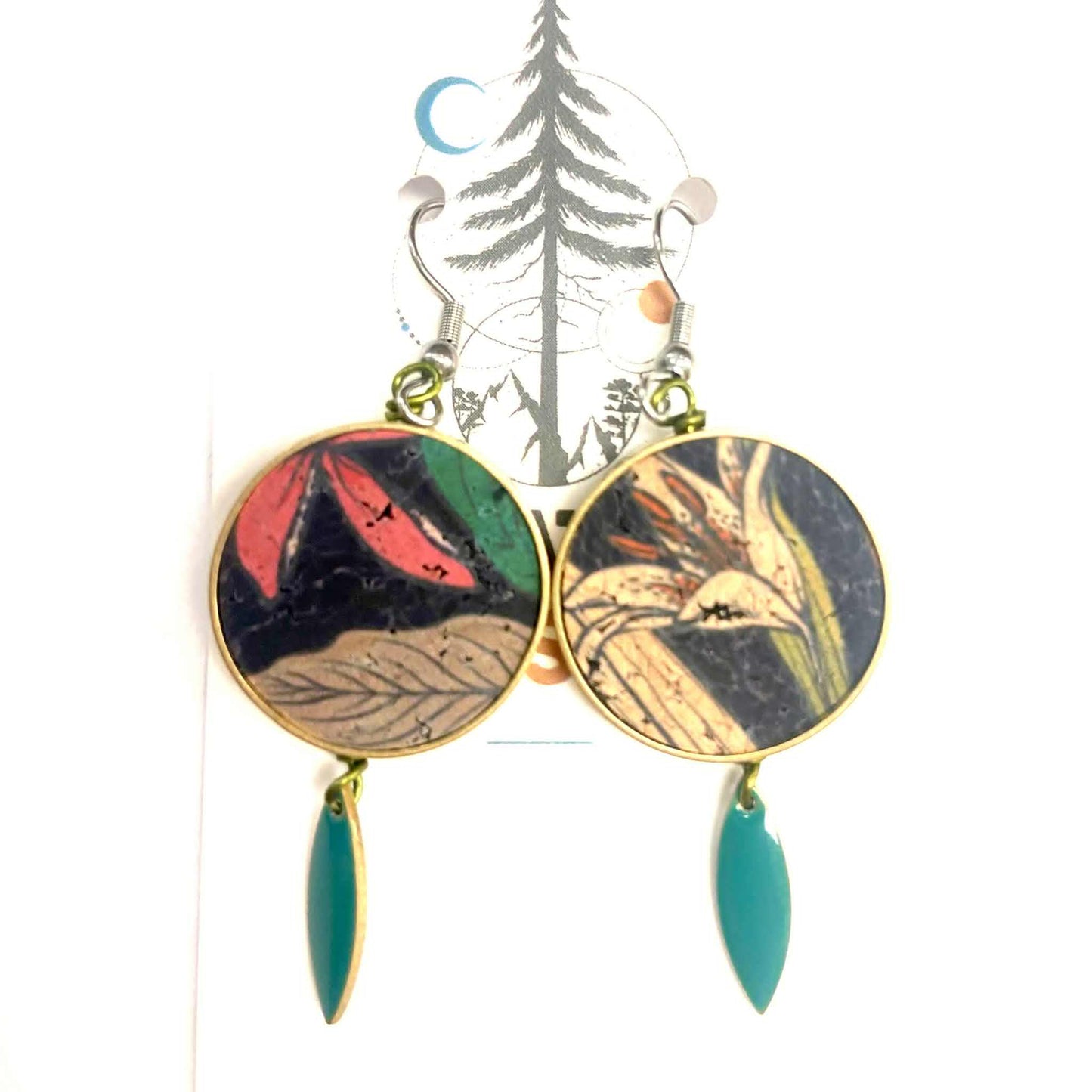 Boucles d'oreilles - Cercle - Liège fleurs de l'ombre - Création Fish