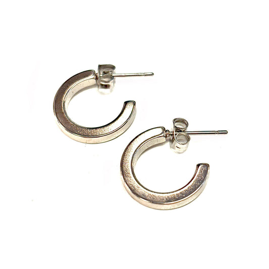 Boucles d'oreilles - Demis Anneaux Plats - Rouge Inox