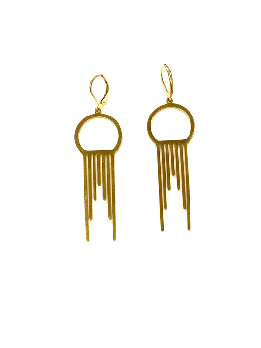 Round drop earring - Red stainless steel
