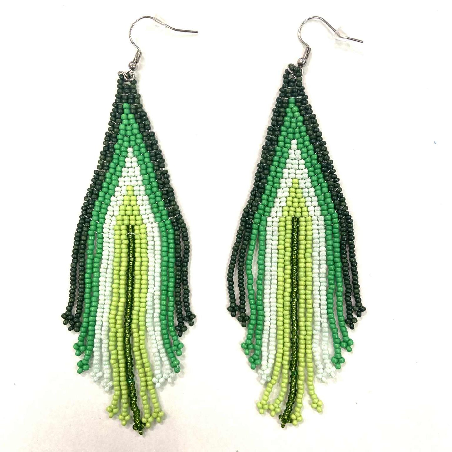 Boucles d'oreilles - Perlage - Franges multiples - 8 couleurs offertes - Rouge Inox