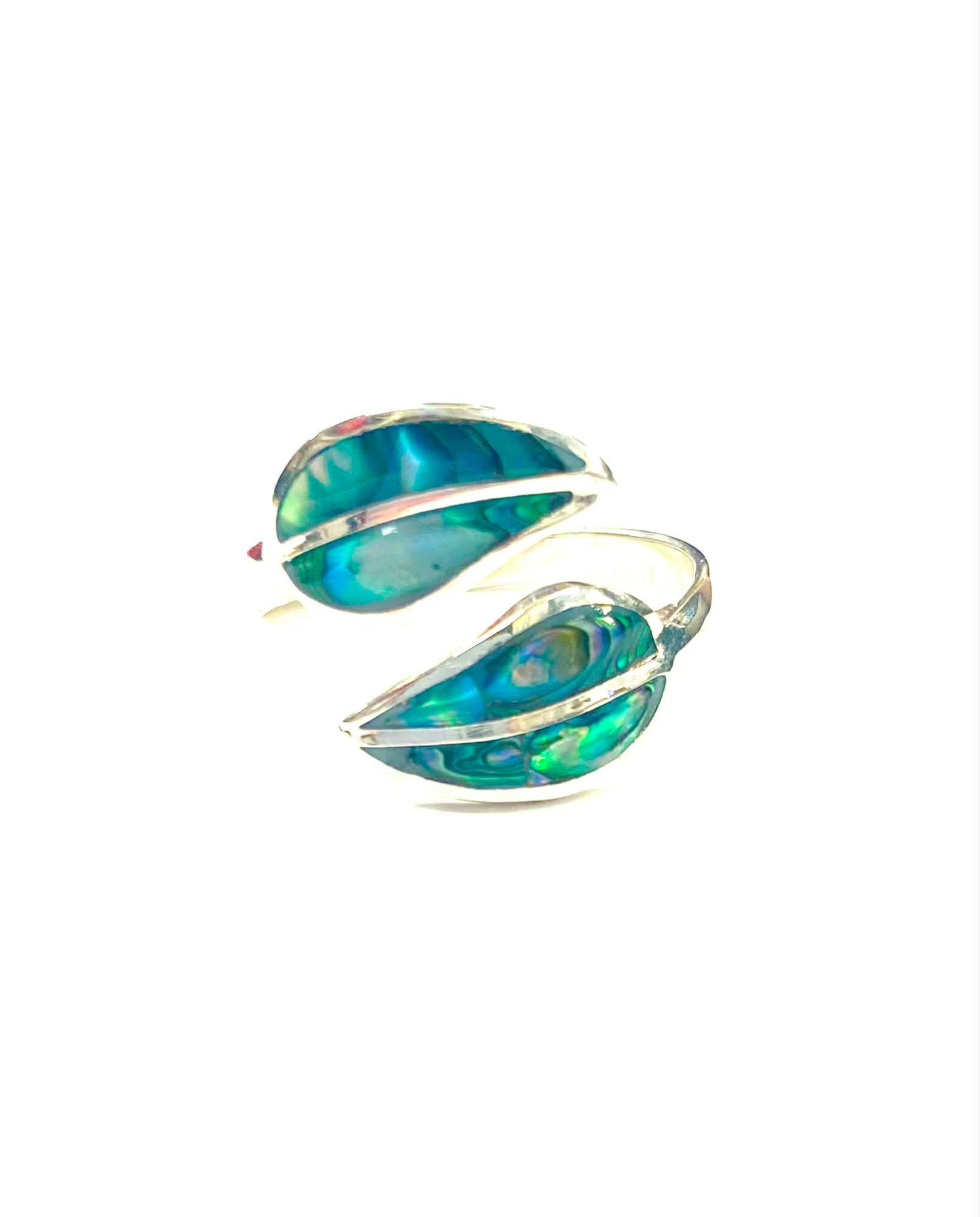 Adjustable mother-of-pearl ring - Leaves - (4 color variations) - Adventure Red